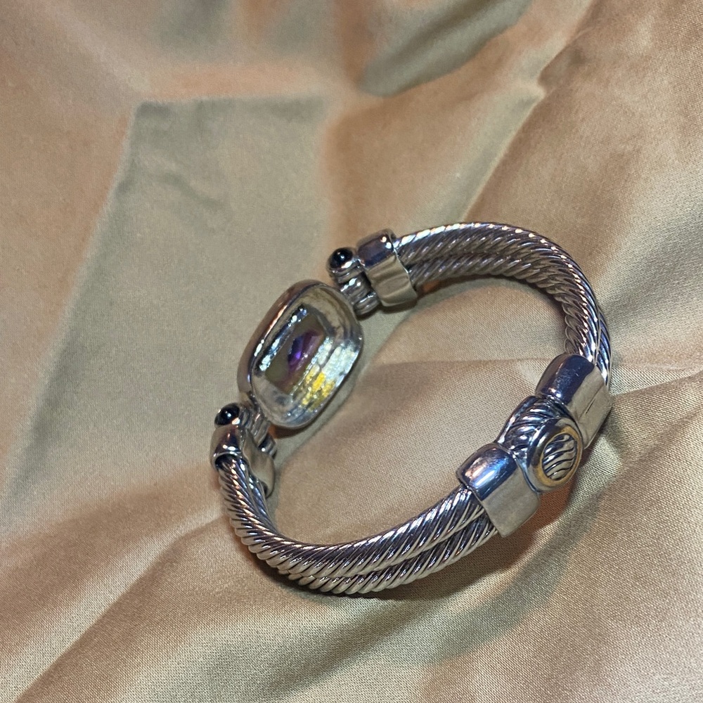 Elegant Silver Bracelet with Purple Gemstone - Picture 8 of 8
